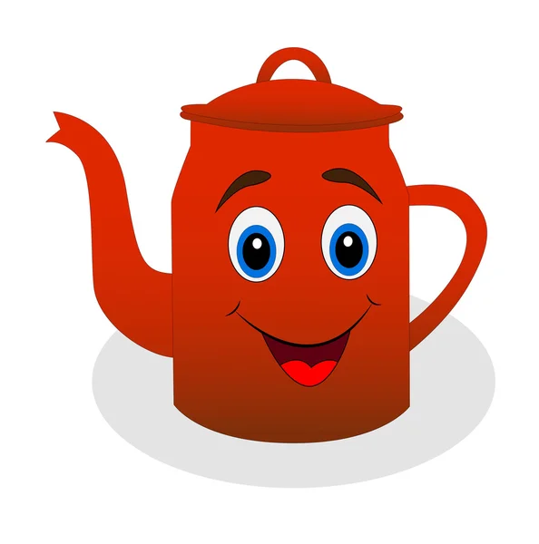 Merry red tea-pot on a white background — Wektor stockowy