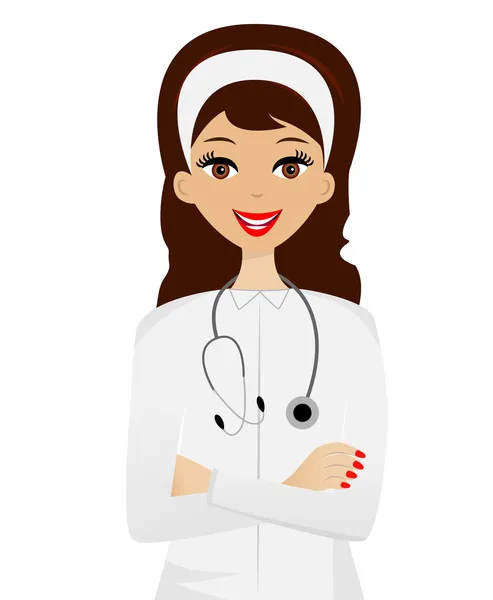 Young woman doctor on white background — Stock Vector