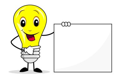 neşeli ampul üzerinde temiz bir afiş gösterilir