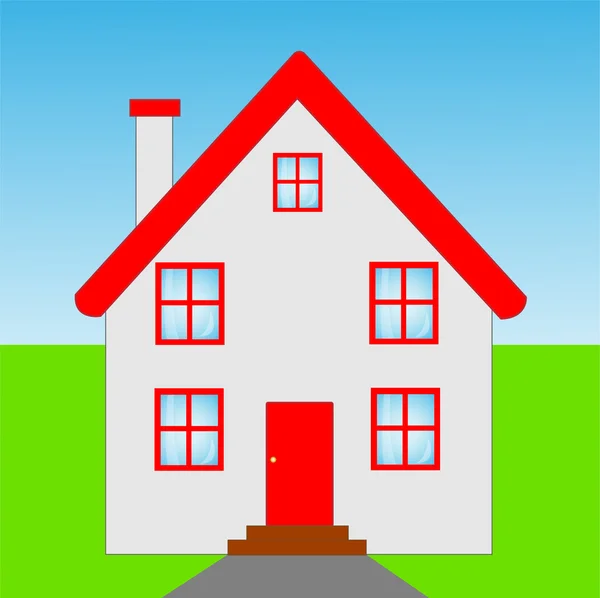 Beautiful  house  with a red roof — Stock Vector