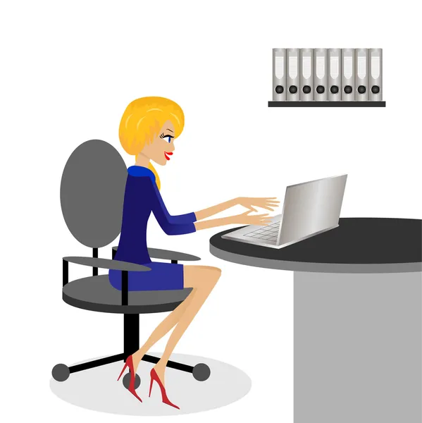 Business woman works in an office — Stock Vector