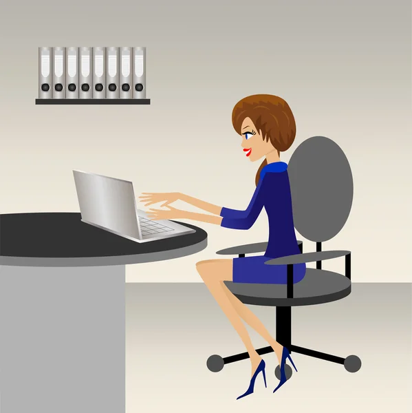 Business woman works in an office — Stock Vector