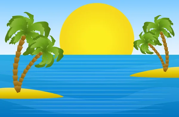 Krásná krajina na moře s palmami — Stockový vektor