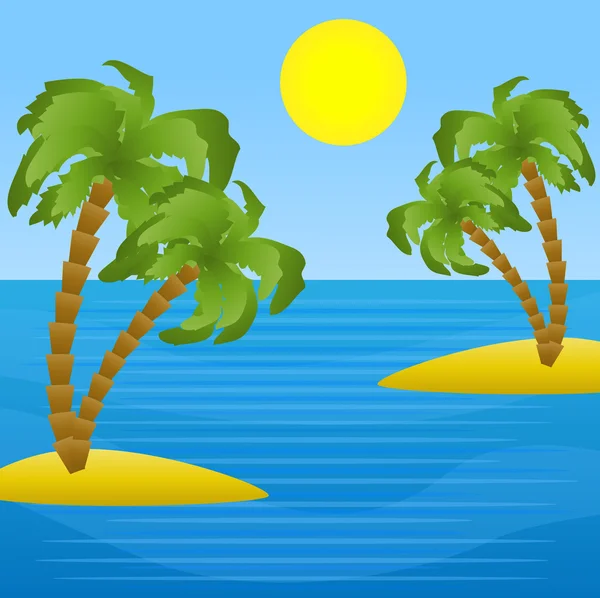 Красивый пейзаж на море с пальмами — стоковый вектор