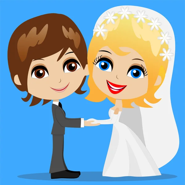 Bello sposo con fidanzata — Vettoriale Stock