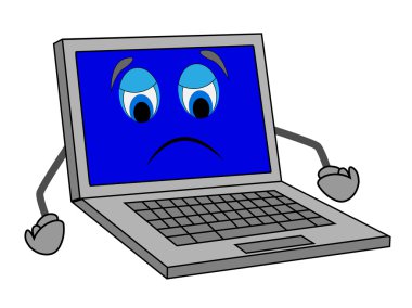 üzgün defter ile mavi ekran