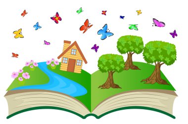 Açık kitap, yatay yaz