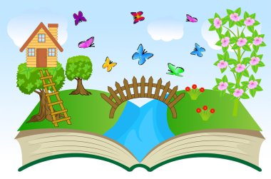 Açık kitap, yatay yaz