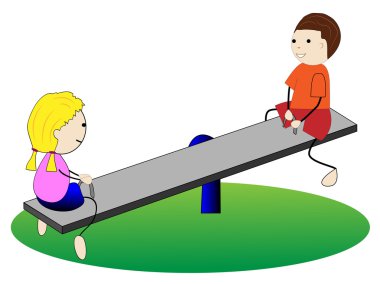  kız ve oğlan salıncakta sallanır