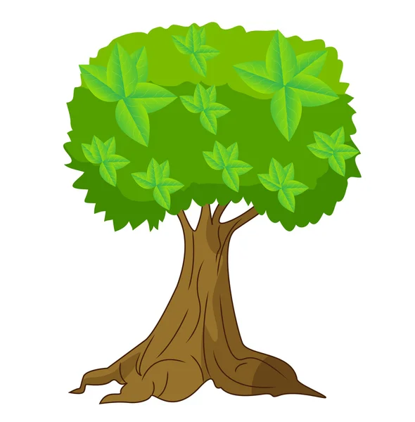 Tree with a green crown on a white background — Stock Vector