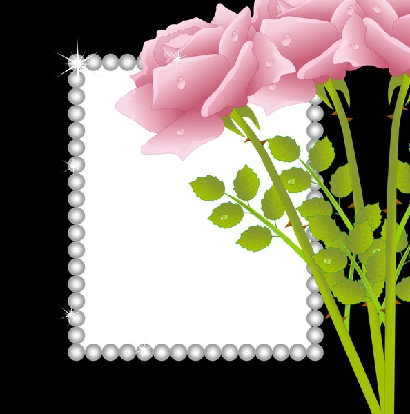 Rose rose et carte de voeux — Image vectorielle