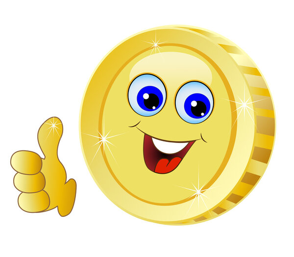 brilliant gold coin on a white background