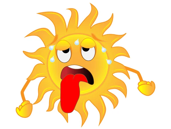 Triste sol se agota de un calor — Vector de stock