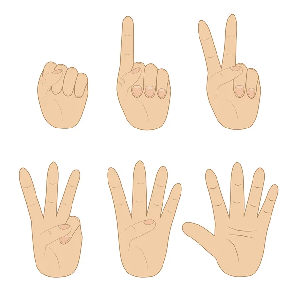 Установить руку, показывая разное число на белом фоне — стоковый вектор