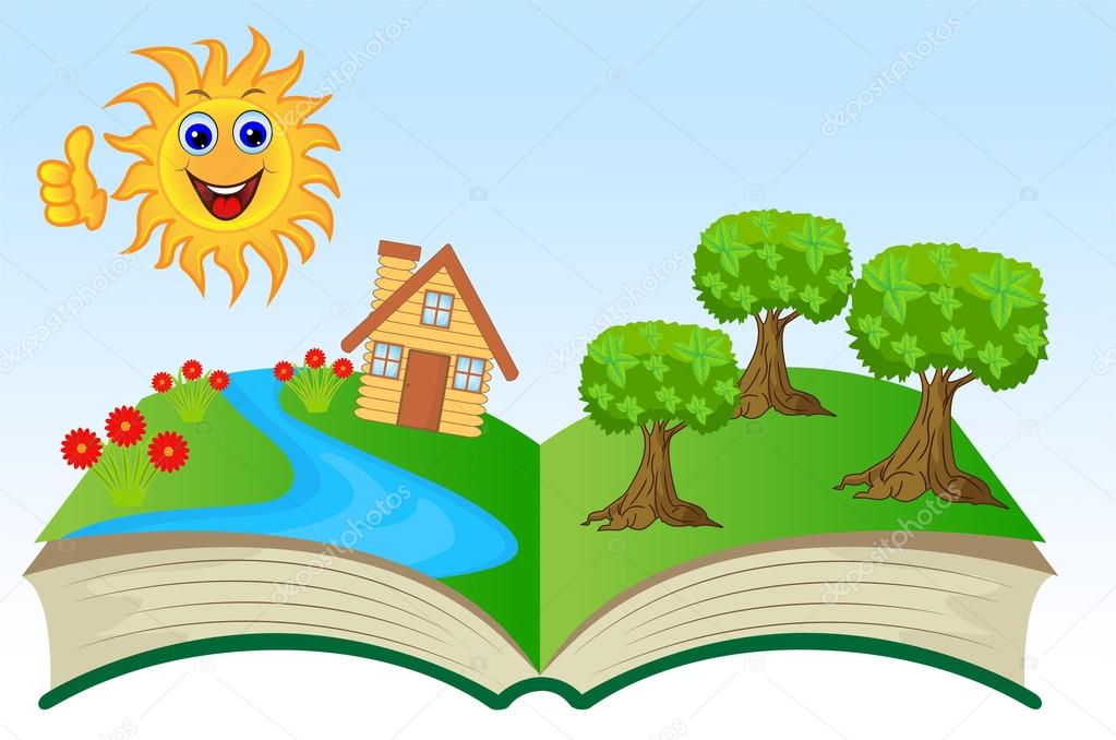 Open book with summer landscape