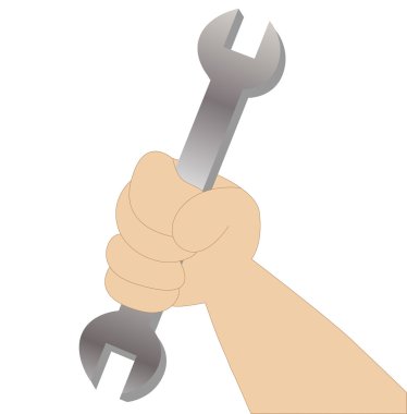 elini tutan bir İngiliz anahtarı