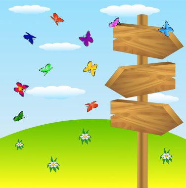 yeşil çim ahşap işaretçisine