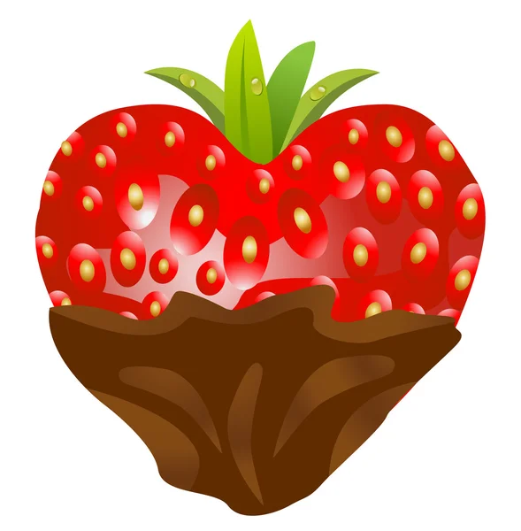 Ripe berry of strawberry with a chocolate on a white background — Stock Vector