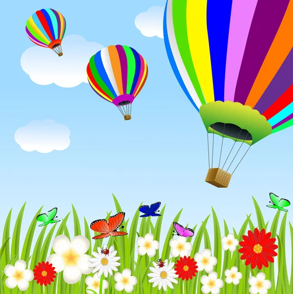 Ballon et clairière florale — Image vectorielle