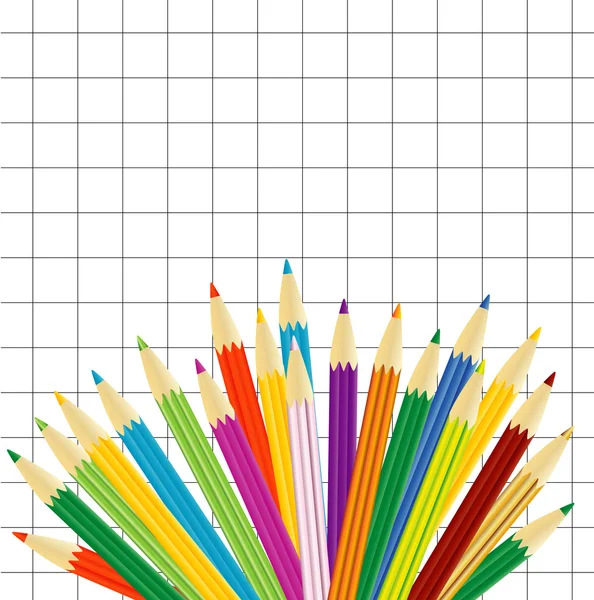 Crayons varicolores sur fond une feuille tetradic — Image vectorielle