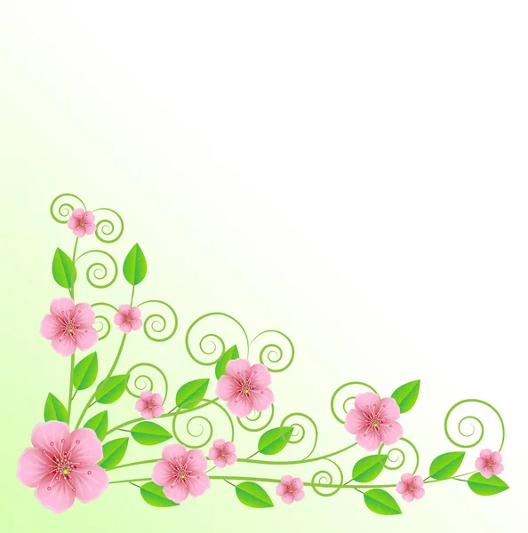 Bakgrund för en design med rosa blommor — Stock vektor