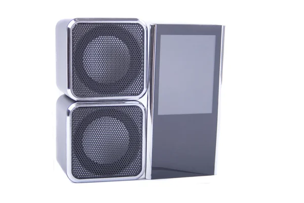 Two speakers and player — Stock Photo, Image