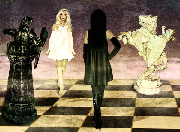Confrontação de rainhas de xadrez . — Fotografia de Stock