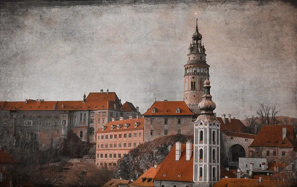 Retro foto van een middeleeuws kasteel van Český krumlov. — Stockfoto