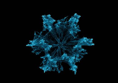 3D fraktal buz kristali. Soyut tasarım ve şekiller, bilgisayar grafikleri.