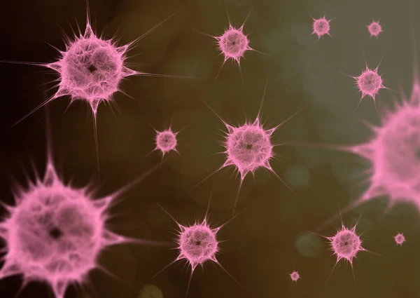 Verschiedene Viren Oder Bakterien Streuen Sich Herum Darstellung Fraktal Abstraktes Stockbild