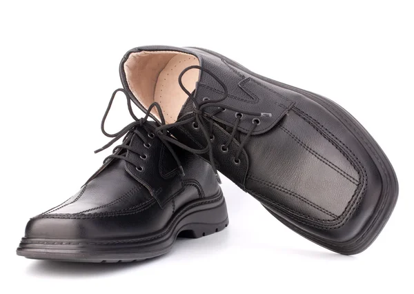 Černý lesklý Pánské boty s tkaničky — Stock fotografie