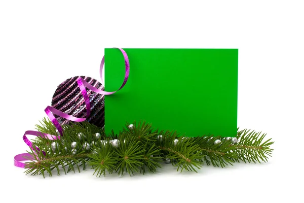 Vánoční dekorace s přání izolovaných na bílém pozadí — Stock fotografie