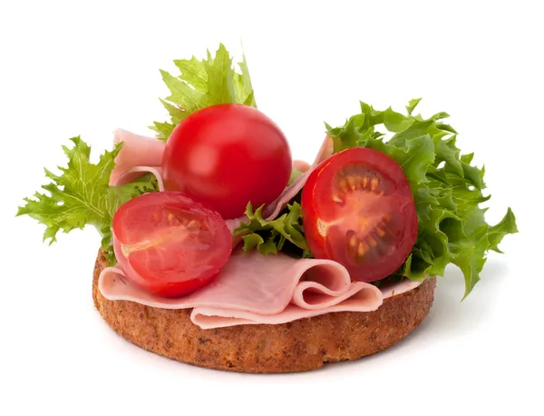 Healthy sandwich with vegetable and smoked ham — Stock Photo, Image