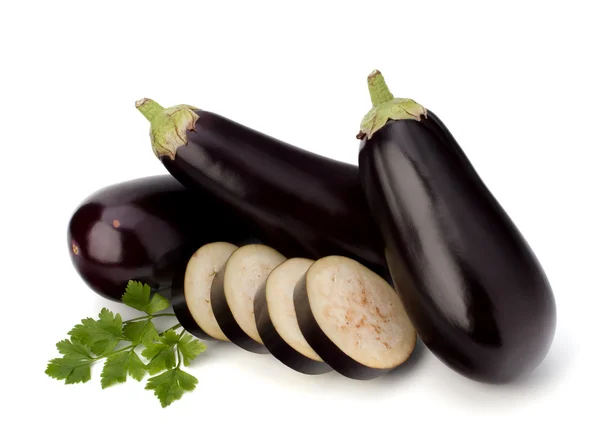 Aubergine of aubergine en peterselie blad — Stockfoto