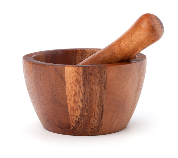 Handmade wooden mortar