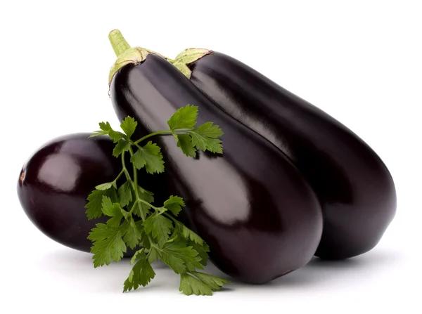 Aubergine eller aubergine och persilja blad — Stockfoto