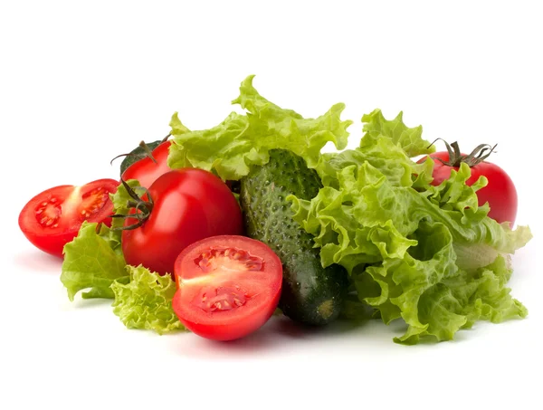 Tomat, gurka vegetabiliska och sallad sallad — Stockfoto