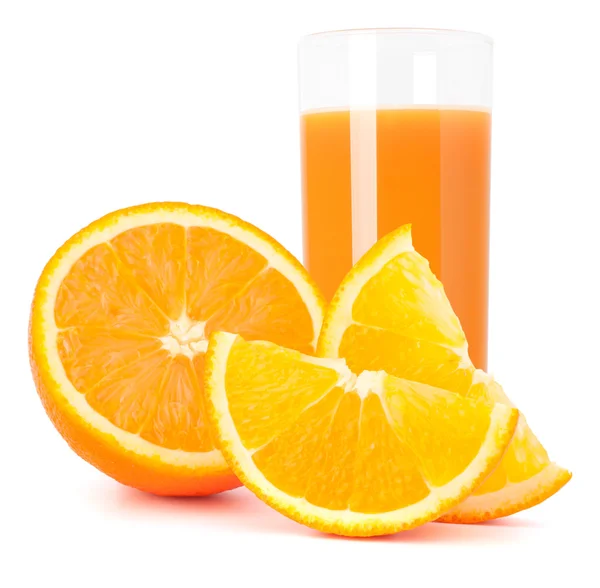 Bicchiere di succo d'arancia e frutta arancione — Foto Stock