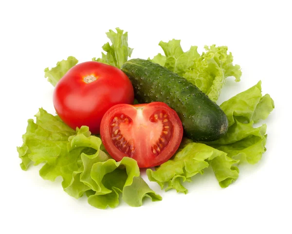 Tomato, cucumber vegetable and lettuce salad — Stock Photo, Image