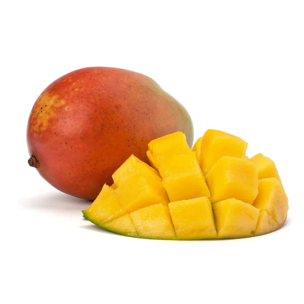 Fruta mango en ingles Mango fruta y rebanadas de mango sobre un fondo