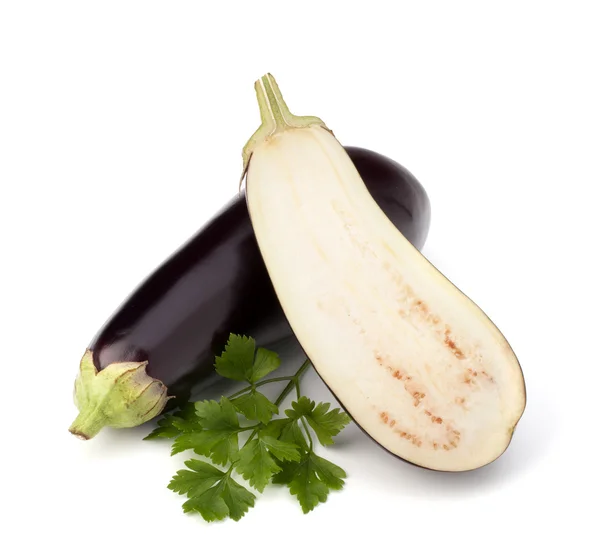 Aubergine eller aubergine och persilja blad — Stockfoto