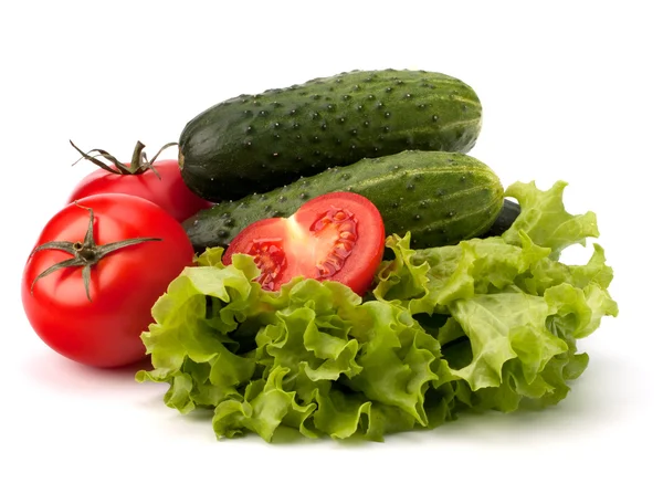 Domates, salatalık sebze ve marul salatası — Stok fotoğraf