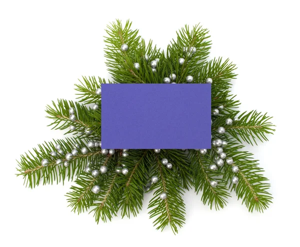 Christmas decoration with greeting card — Stock Photo, Image