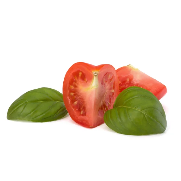 Warzyw pomidor liść segmentu i bazylią — Zdjęcie stockowe