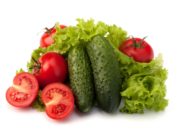 Tomato, cucumber vegetable and lettuce salad — Stock Photo, Image