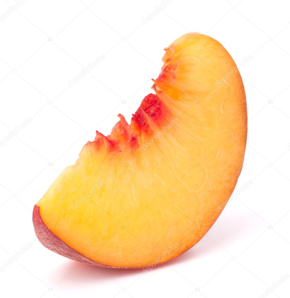 Ripe peach fruit slice