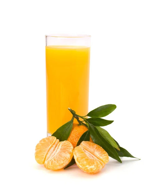 Tangerines and juice glass — Stock Photo, Image