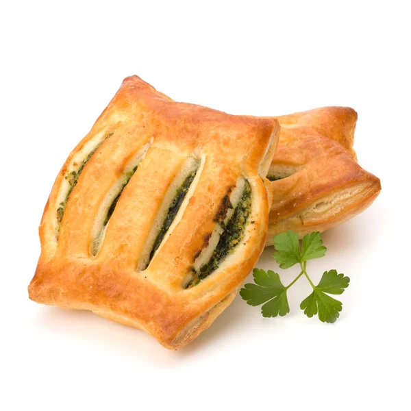 Puff pastry. Healthy pasty with spinach. — Stock Photo, Image