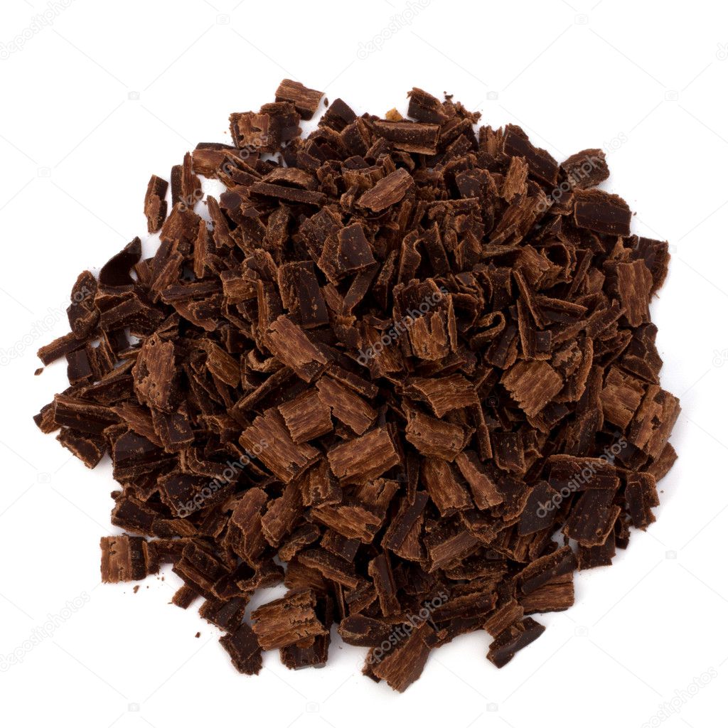 Crushed chocolate shavings pile