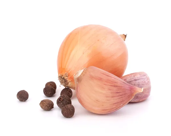 Onion and garlic clove — Stock Photo, Image